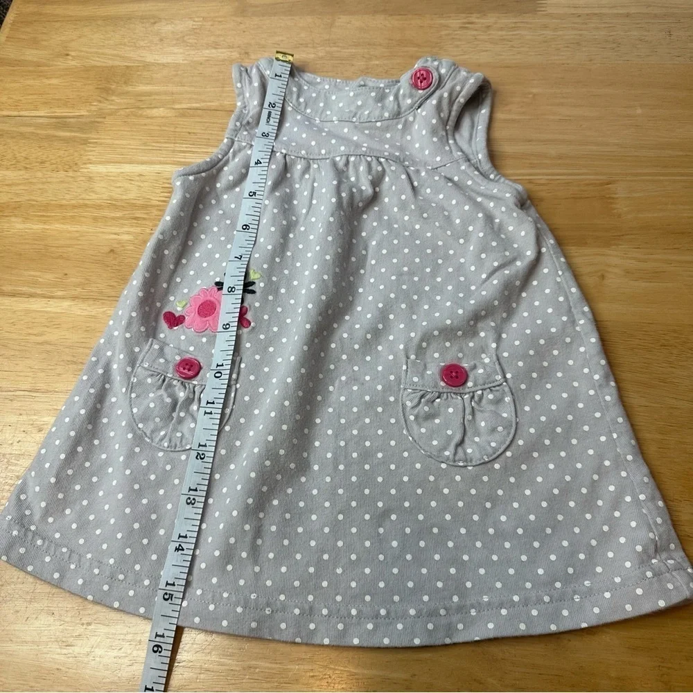Just One You By Carters Girls Gray Polka Dot Dress Floral Sz 12M